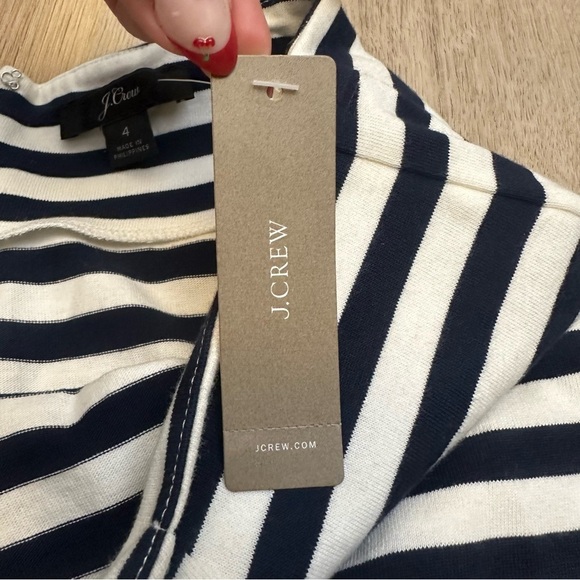 NWT J. Crew Navy and White Striped Midi Pencil Skirt - Picture 7 of 9